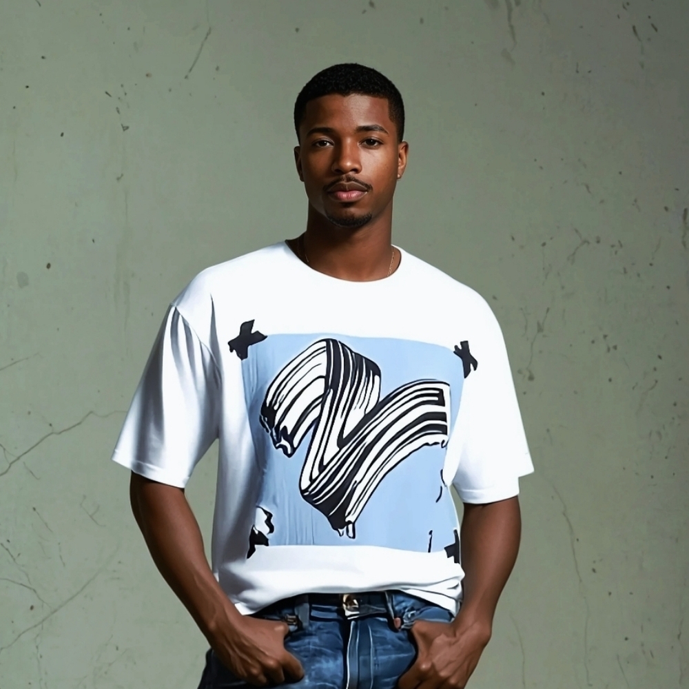 BLAK-KOUTURE Tshirt Entitled >> White Brushstroke << by Harlan Scott